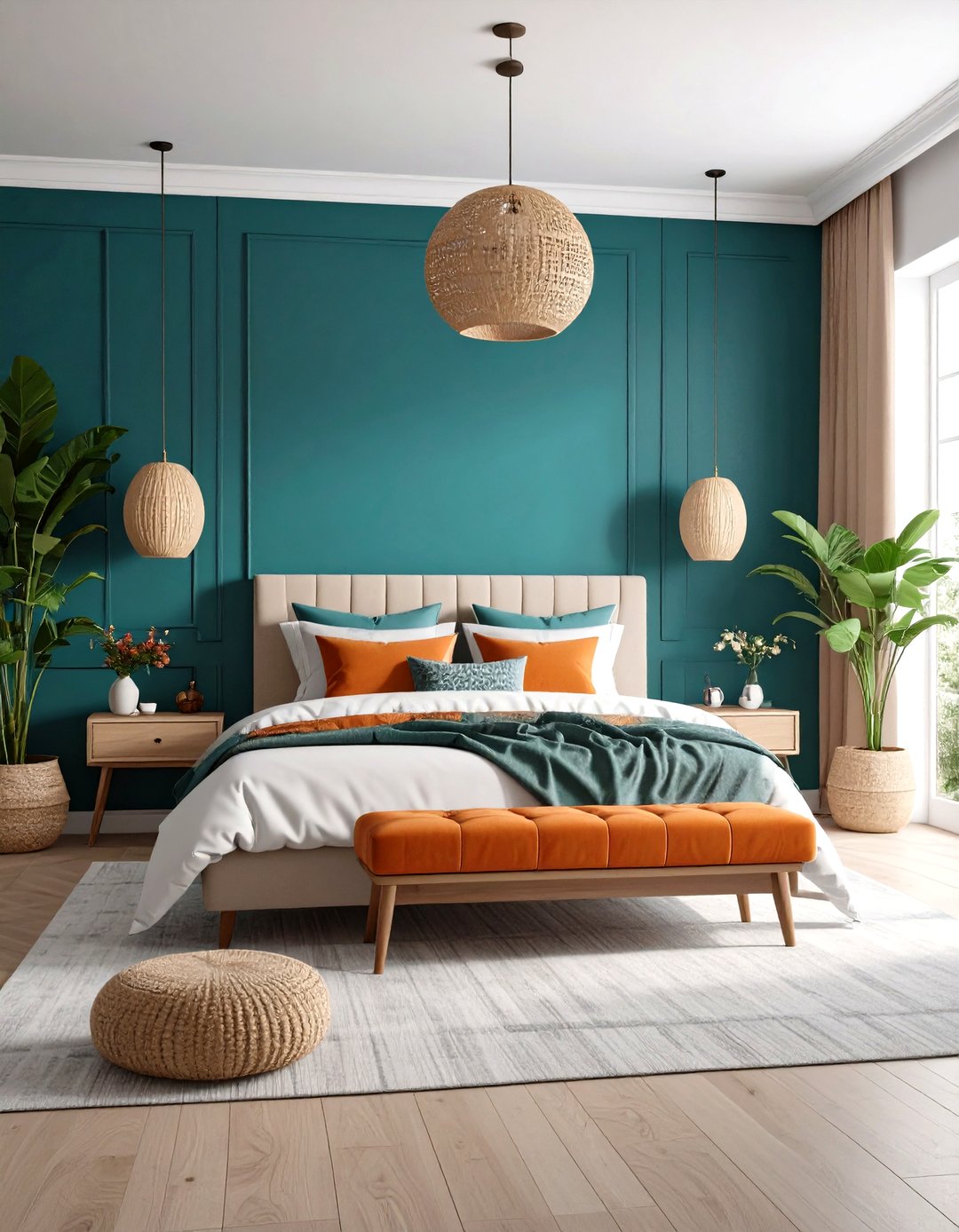 24 Teal and Orange Bedroom Ideas to Brighten Spaces - Too Much Time