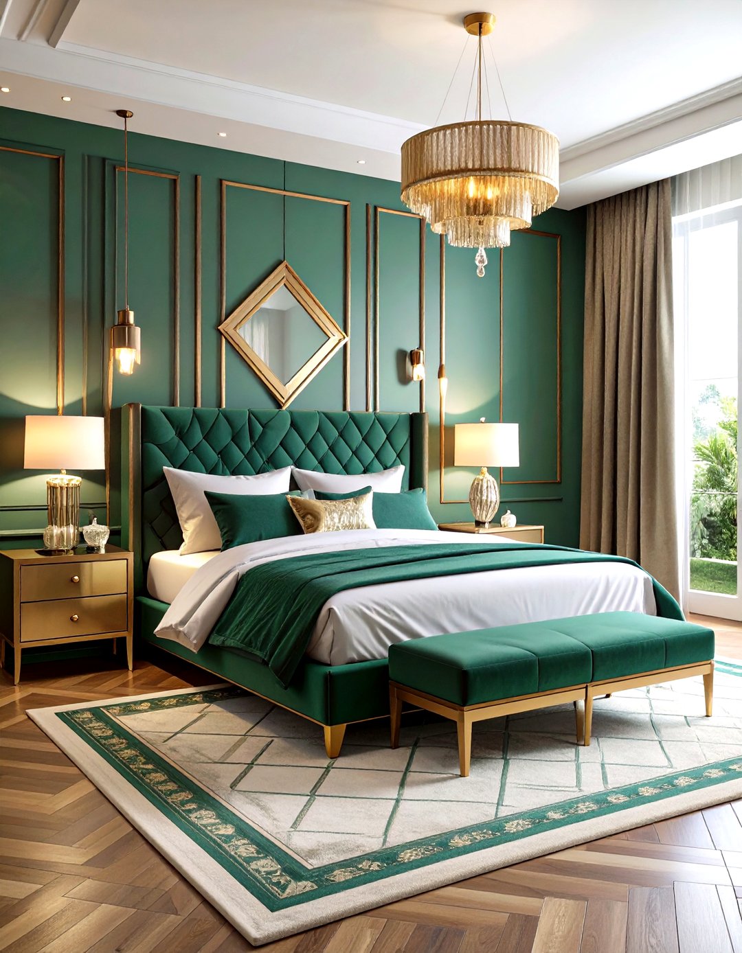 Emerald Green And Gold Bedroom Ideas