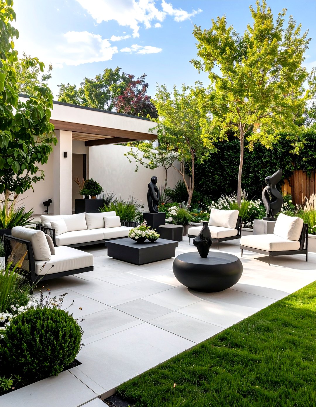 24 Black and White Patio Ideas for Chic Outdoor Spaces - Too Much Time