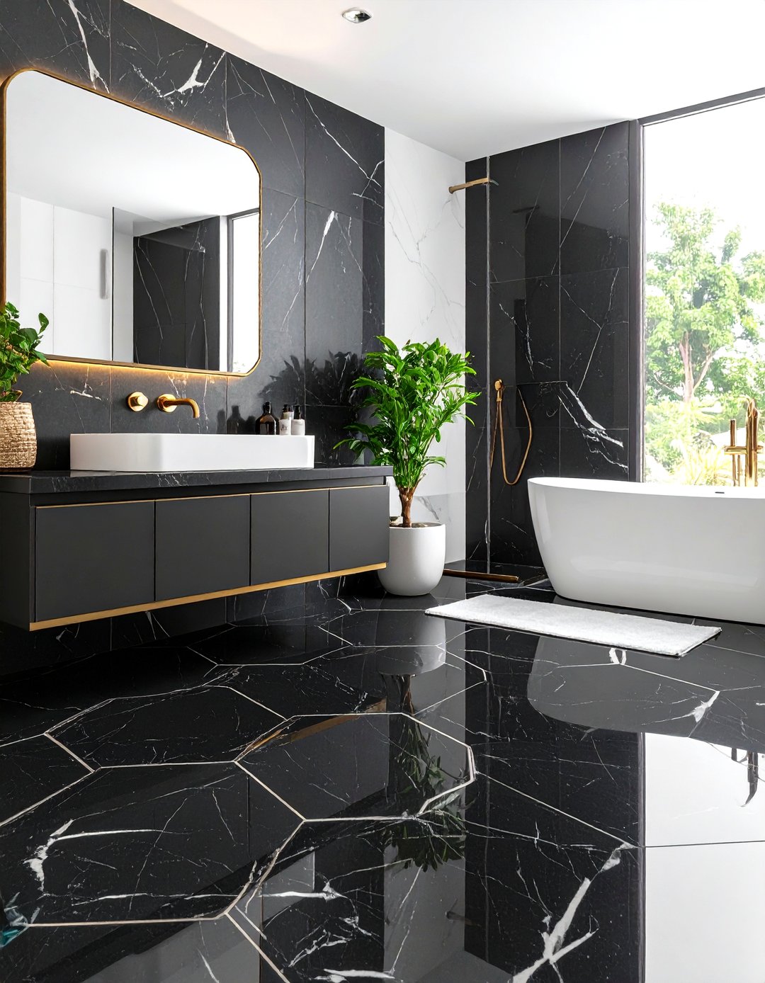 24 Black Tile Bathroom Ideas That Elevate Dark Baths - Too Much Time