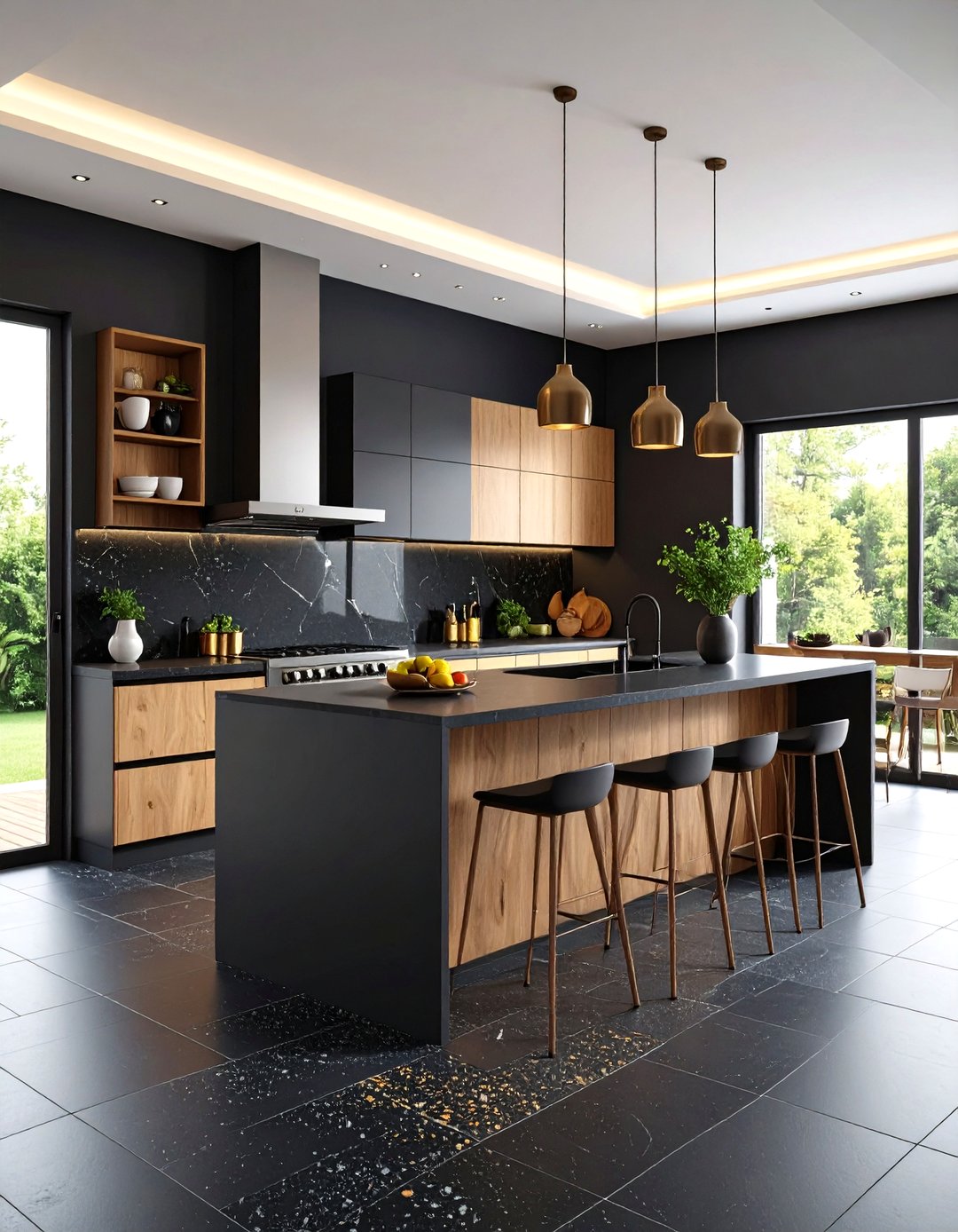 24 Black Floor Kitchen Ideas for Bold, Wipe-clean Style - Too Much Time