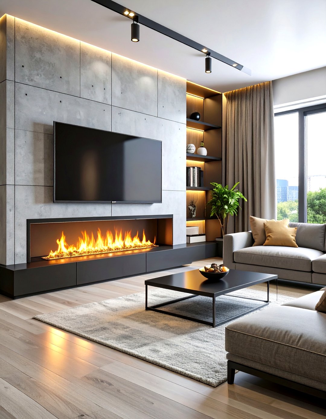 Fireplace With Tv Beside