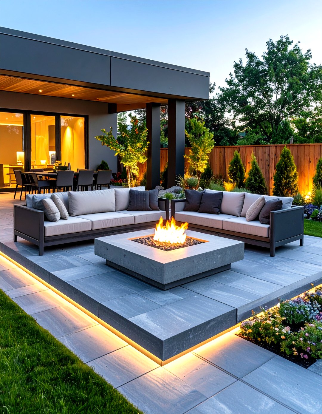24 Stamped Concrete Patio with Fire Pit Ideas: Zen - Too Much Time