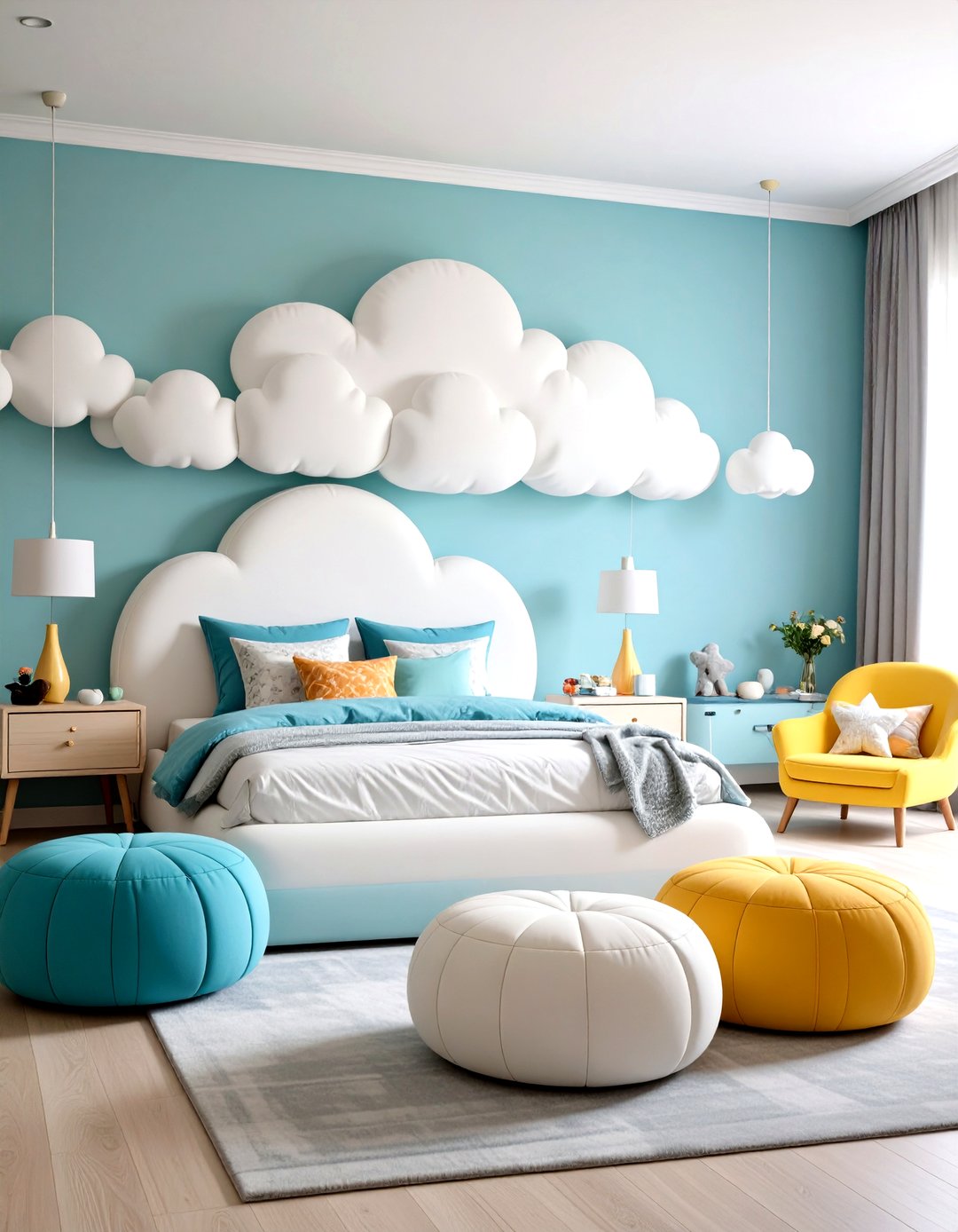 24 Cloud Themed Bedroom Ideas: Soft, Dreamy Interiors - Too Much Time