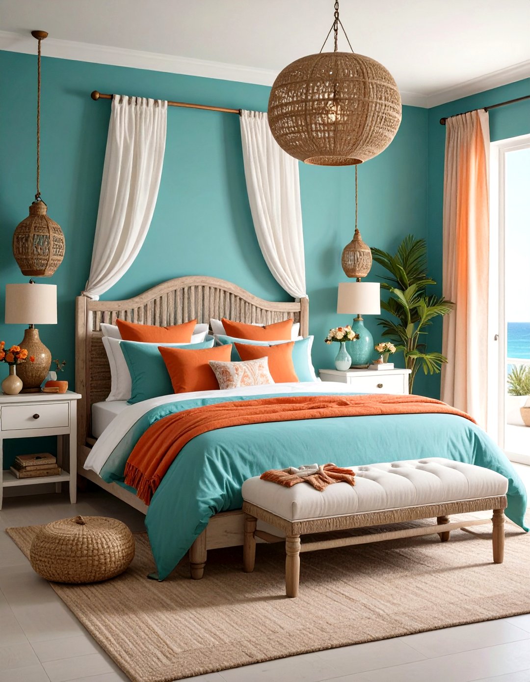 24 Teal and Orange Bedroom Ideas to Brighten Spaces - Too Much Time