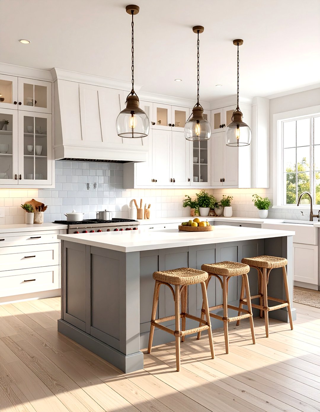24 White Kitchen Cabinets with Grey Island Ideas for Balance - Too Much ...