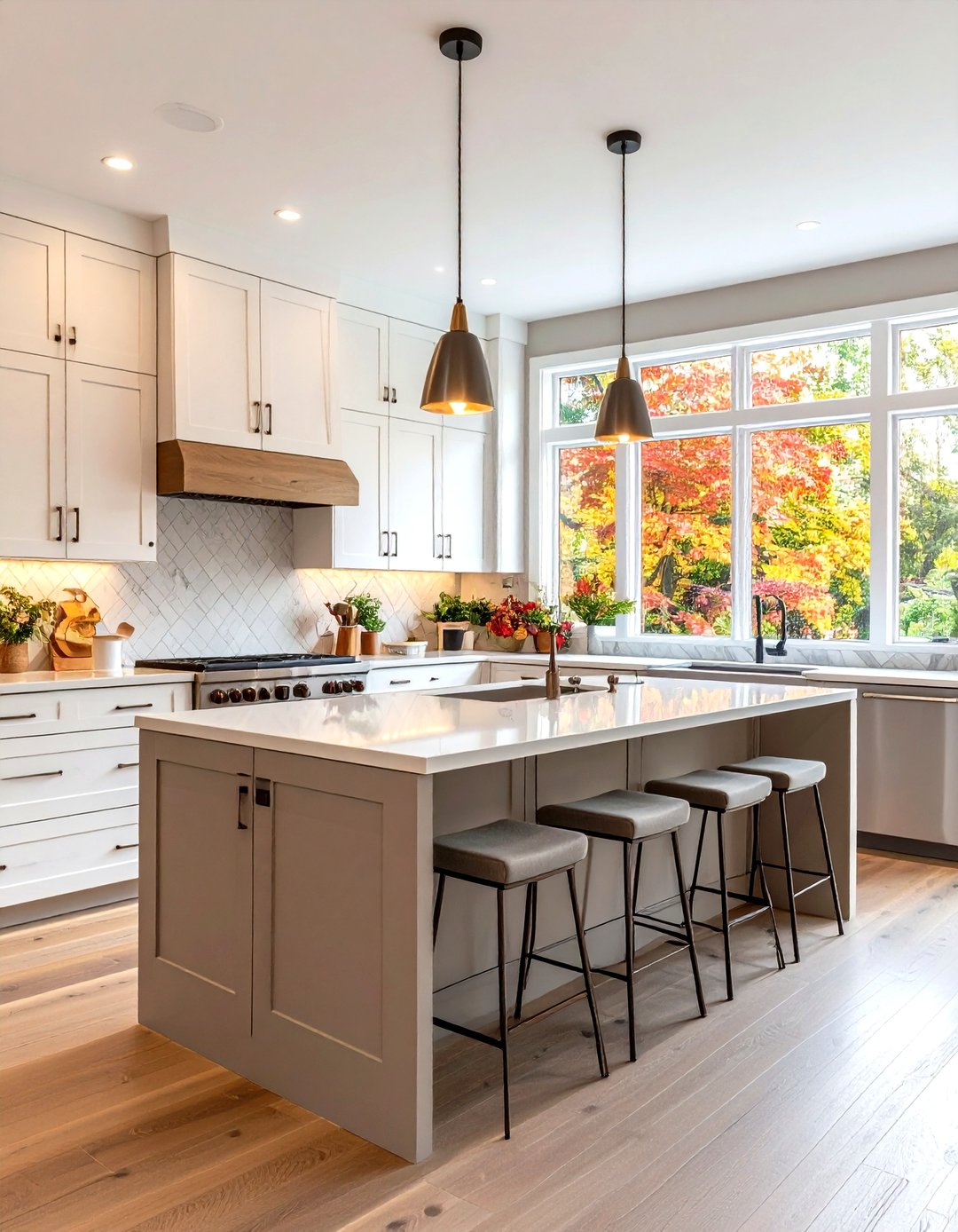 24 White Kitchen Cabinets with Grey Island Ideas for Balance - Too Much ...
