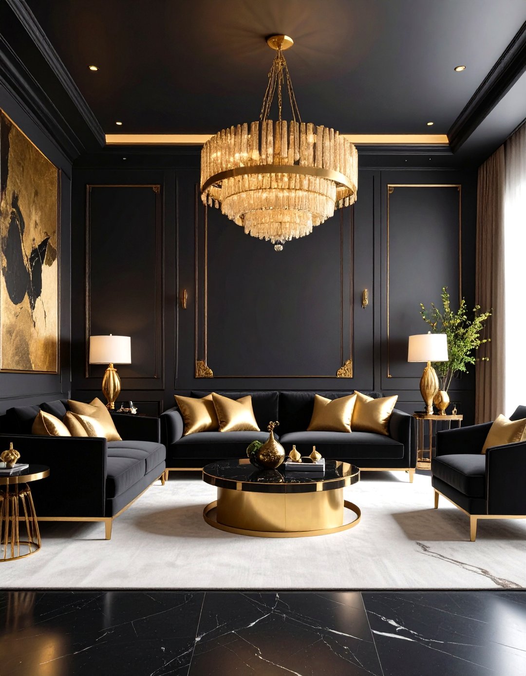 24 Black and Gold Living Room Ideas for Luxe Spaces - Too Much Time