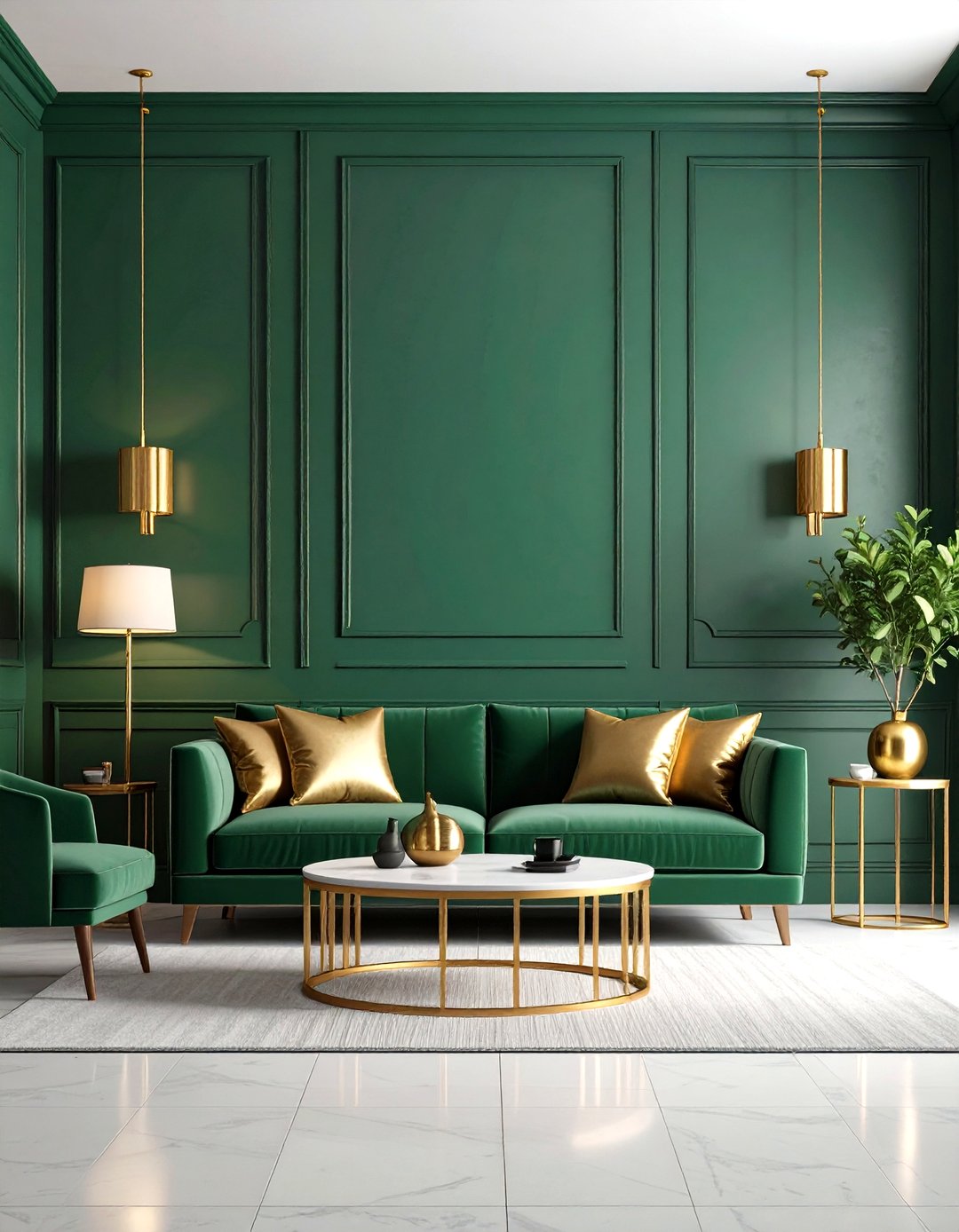 24 Emerald Green and Gold Living Room Ideas for Luxe. - Too Much Time