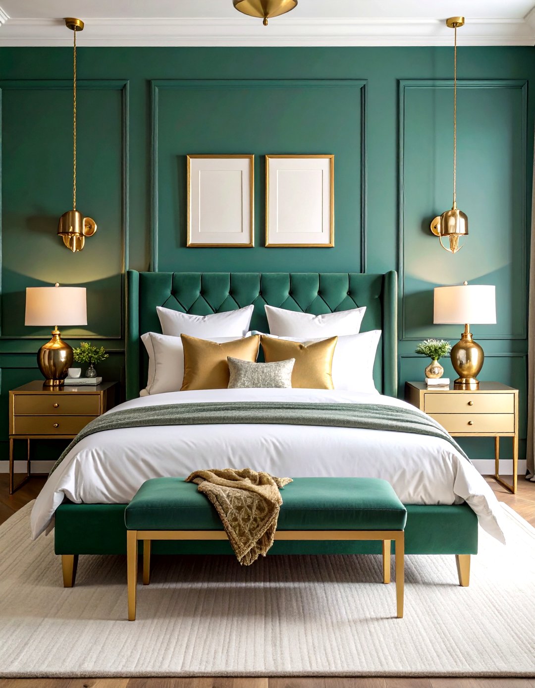 24 Emerald Green and Gold Bedroom Ideas for Luxe Vibes - Too Much Time