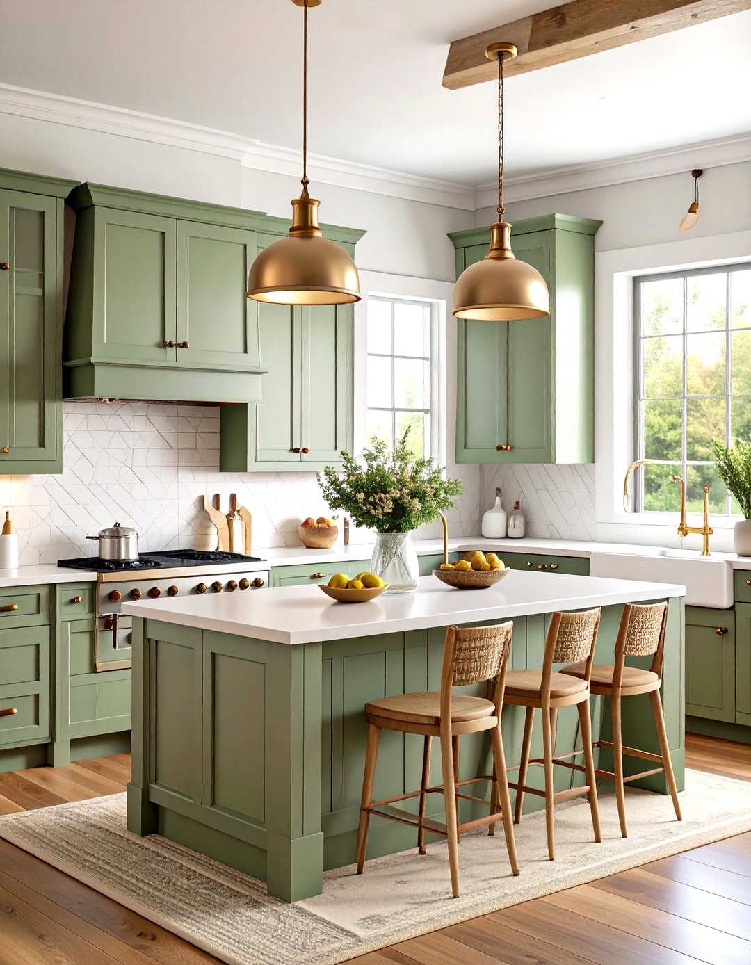 24 Rustic Sage Green Kitchen Cabinets for Warm Neutrals - Too Much Time