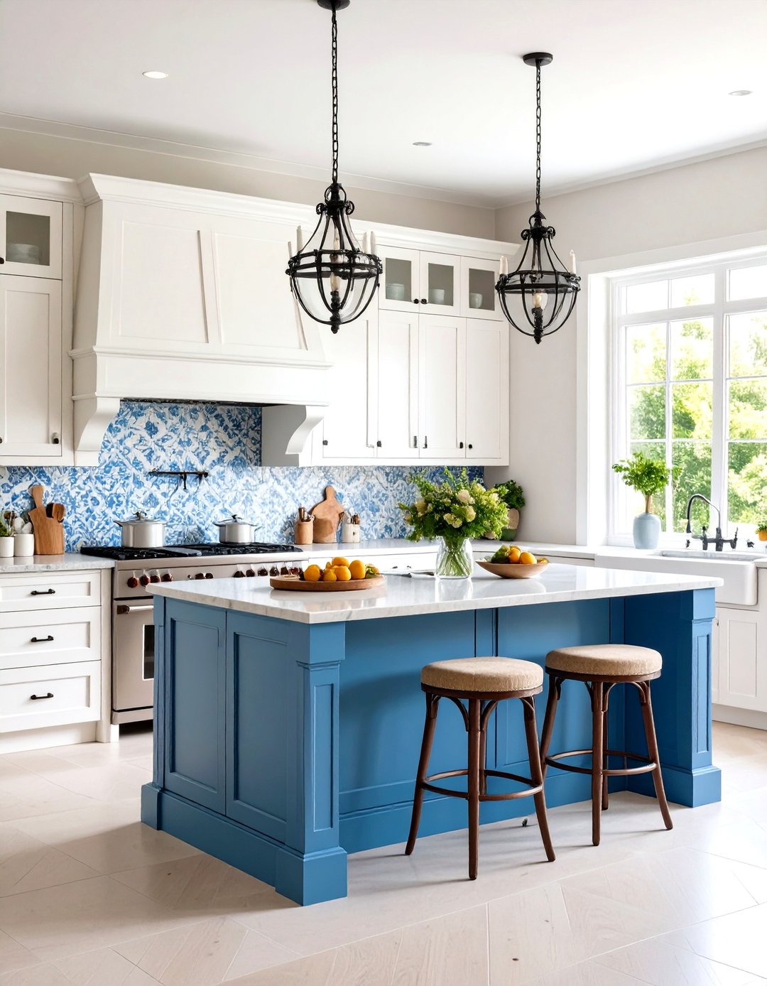 24 White Kitchen Cabinets with Blue Island Ideas Now - Too Much Time