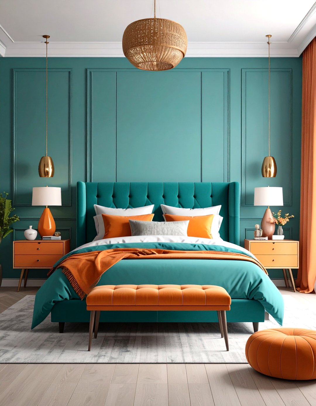 24 Teal and Orange Bedroom Ideas to Brighten Spaces - Too Much Time