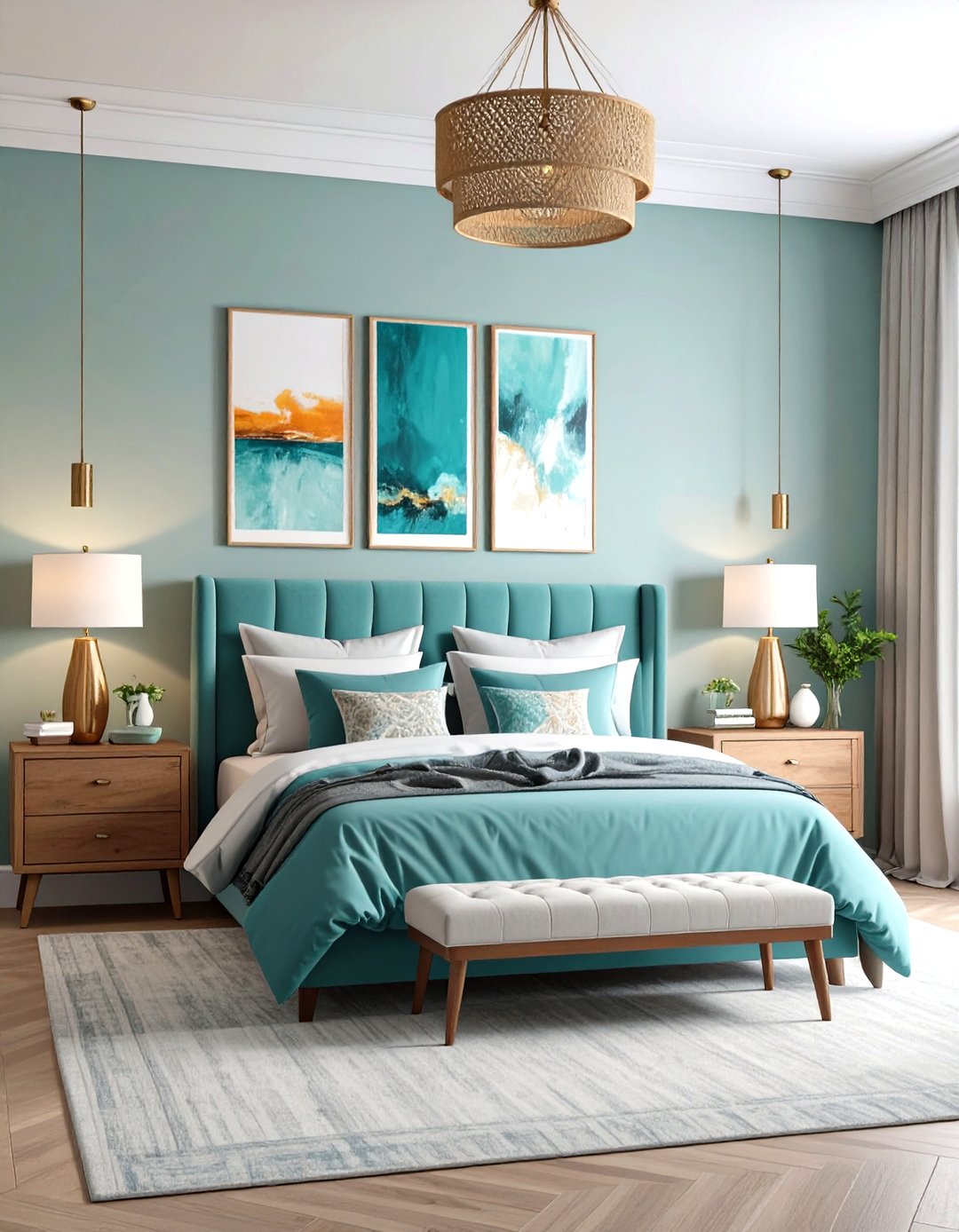 24 Teal and Orange Bedroom Ideas to Brighten Spaces - Too Much Time
