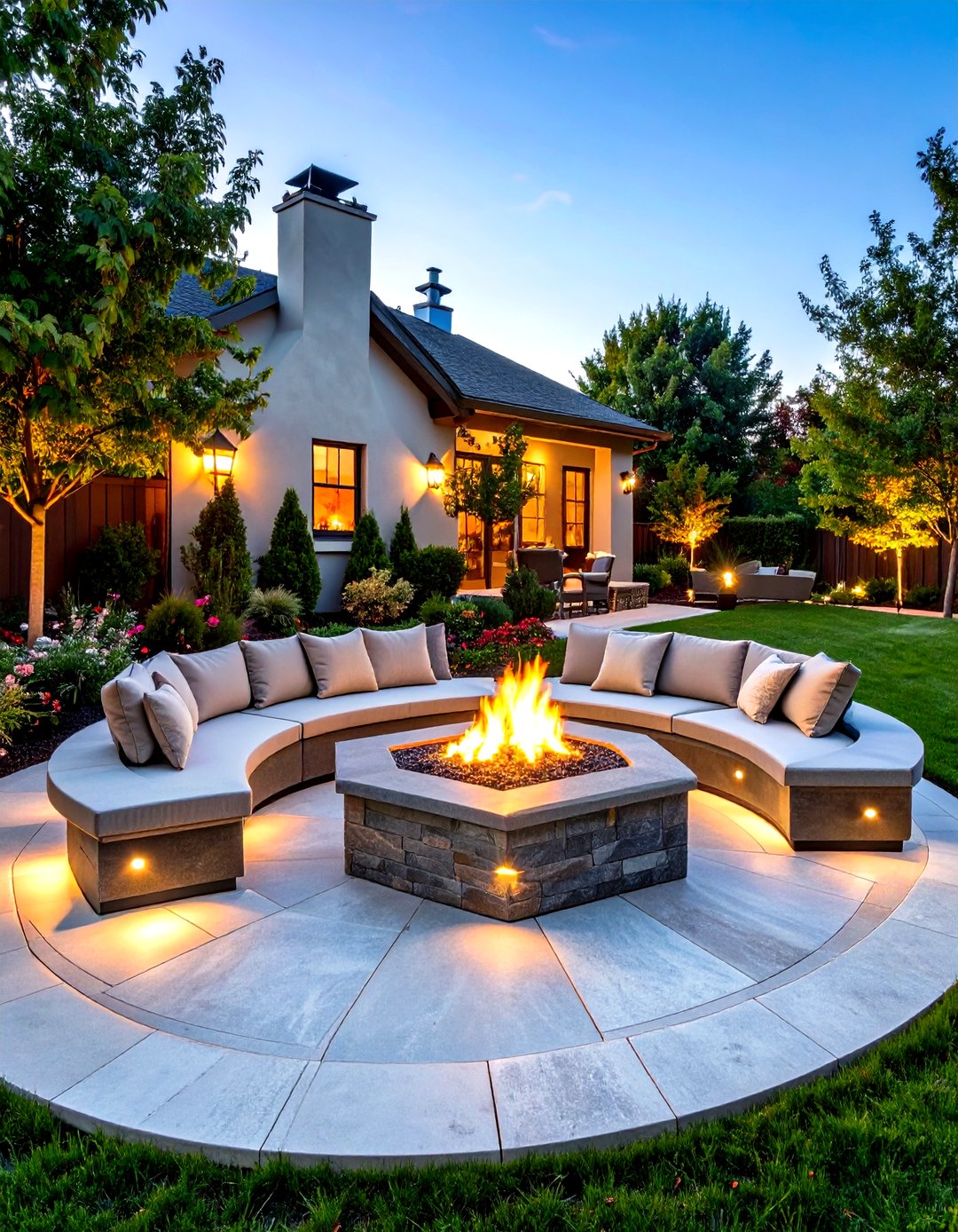 24 Stamped Concrete Patio with Fire Pit Ideas: Zen - Too Much Time