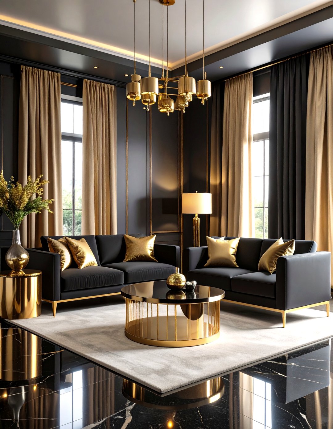 24 Black and Gold Living Room Ideas for Luxe Spaces - Too Much Time