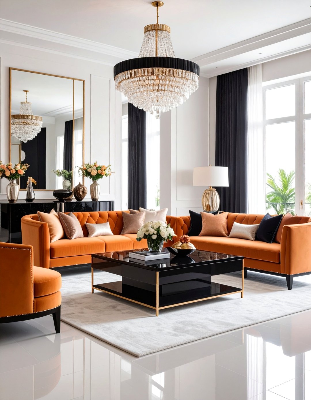 24 Black and Orange Living Room Ideas for Bold Spaces - Too Much Time