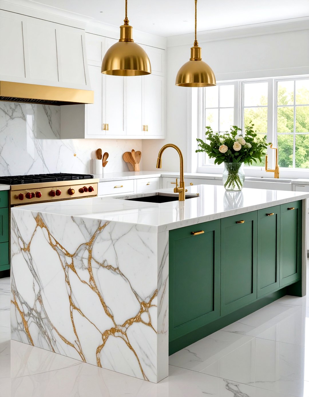 24 Green Marble Countertop Design Ideas to Upgrade Look - Too Much Time