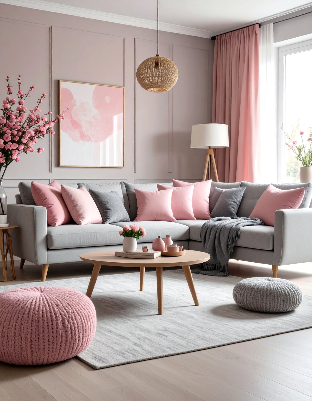 24 Pink and Grey Living Room Ideas to Refresh Rooms - Too Much Time