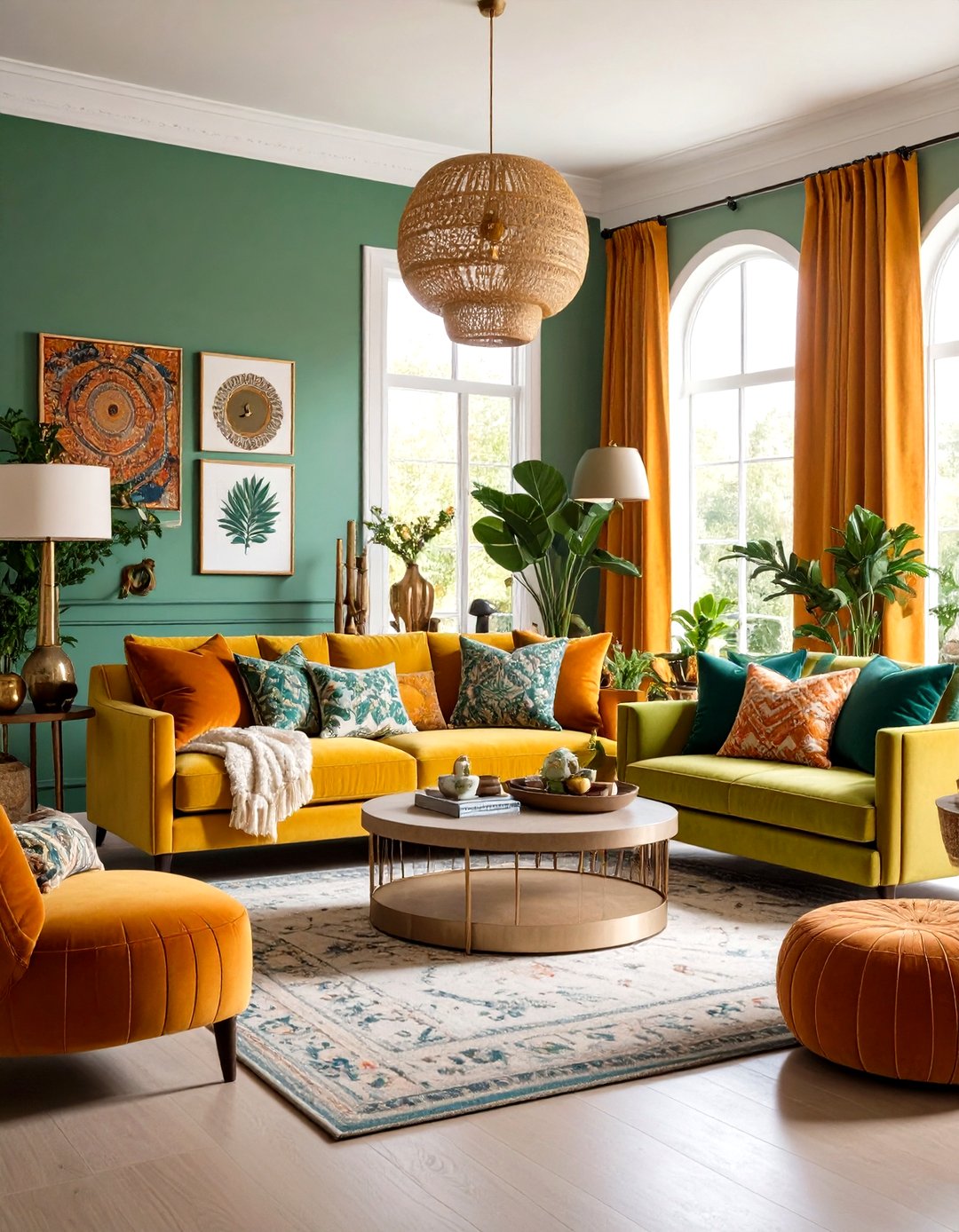 24 Green and Orange Living Room Ideas for Bold Impact - Too Much Time