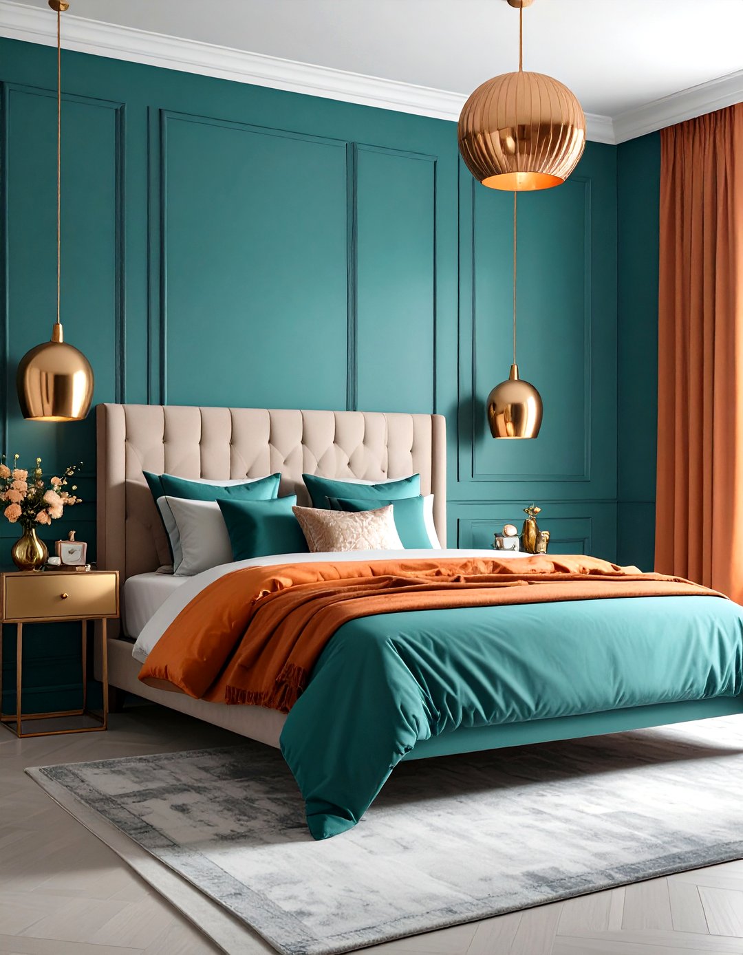 24 Teal and Orange Bedroom Ideas to Brighten Spaces - Too Much Time