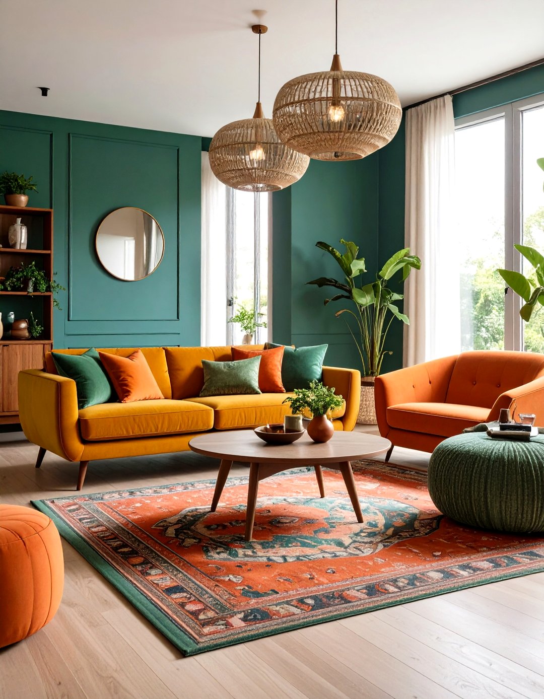 24 Green and Orange Living Room Ideas for Bold Impact - Too Much Time