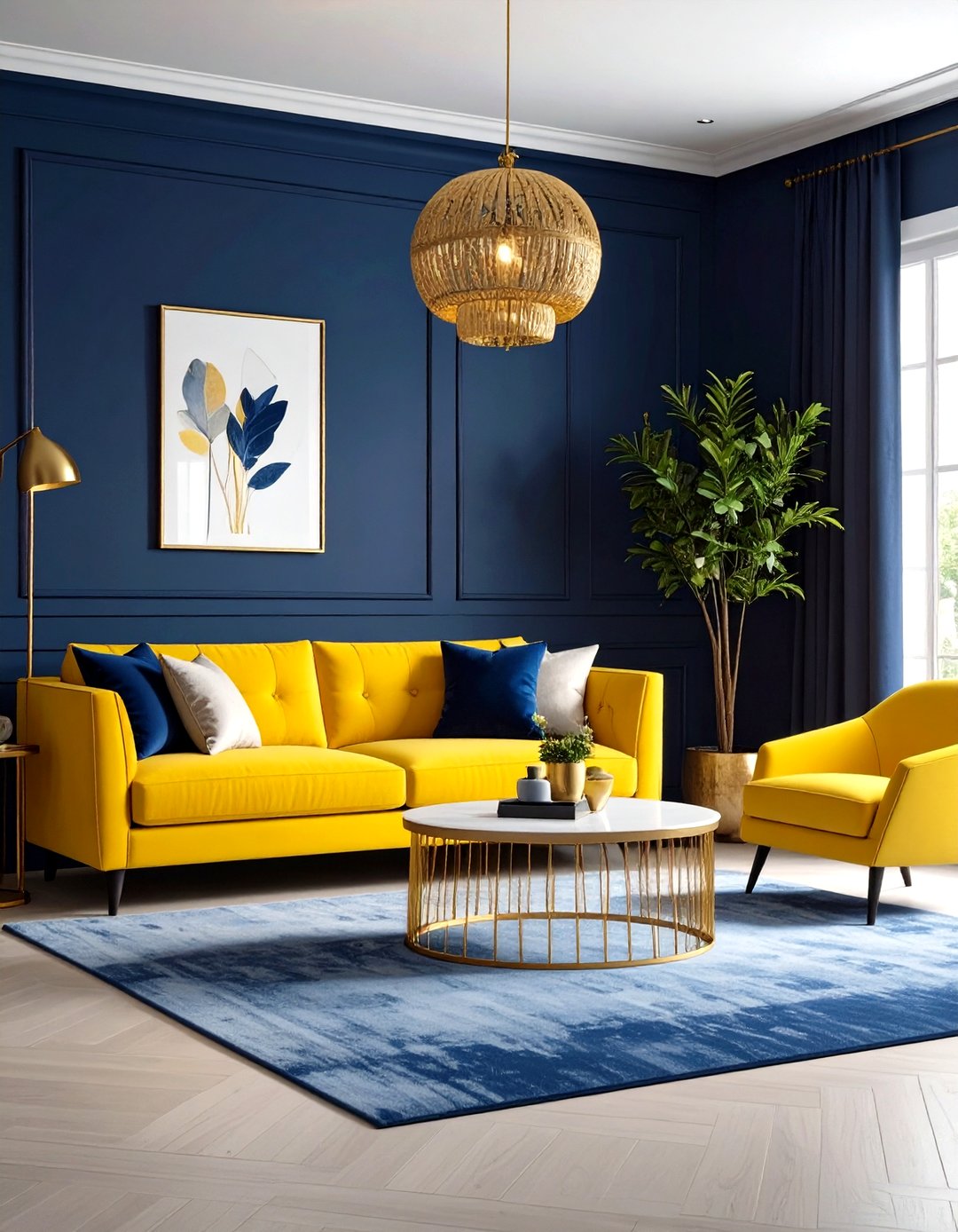 24 Yellow and Blue Living Room Ideas to Brighten Spaces - Too Much Time