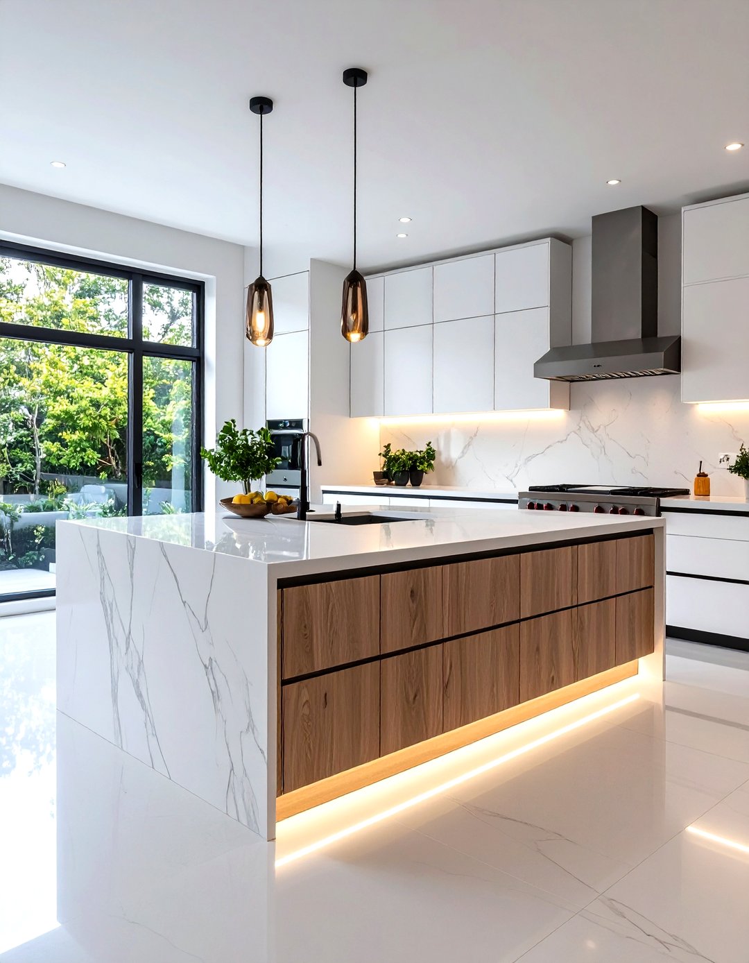 24 Waterfall Kitchen Island Ideas with Extra Seating - Too Much Time