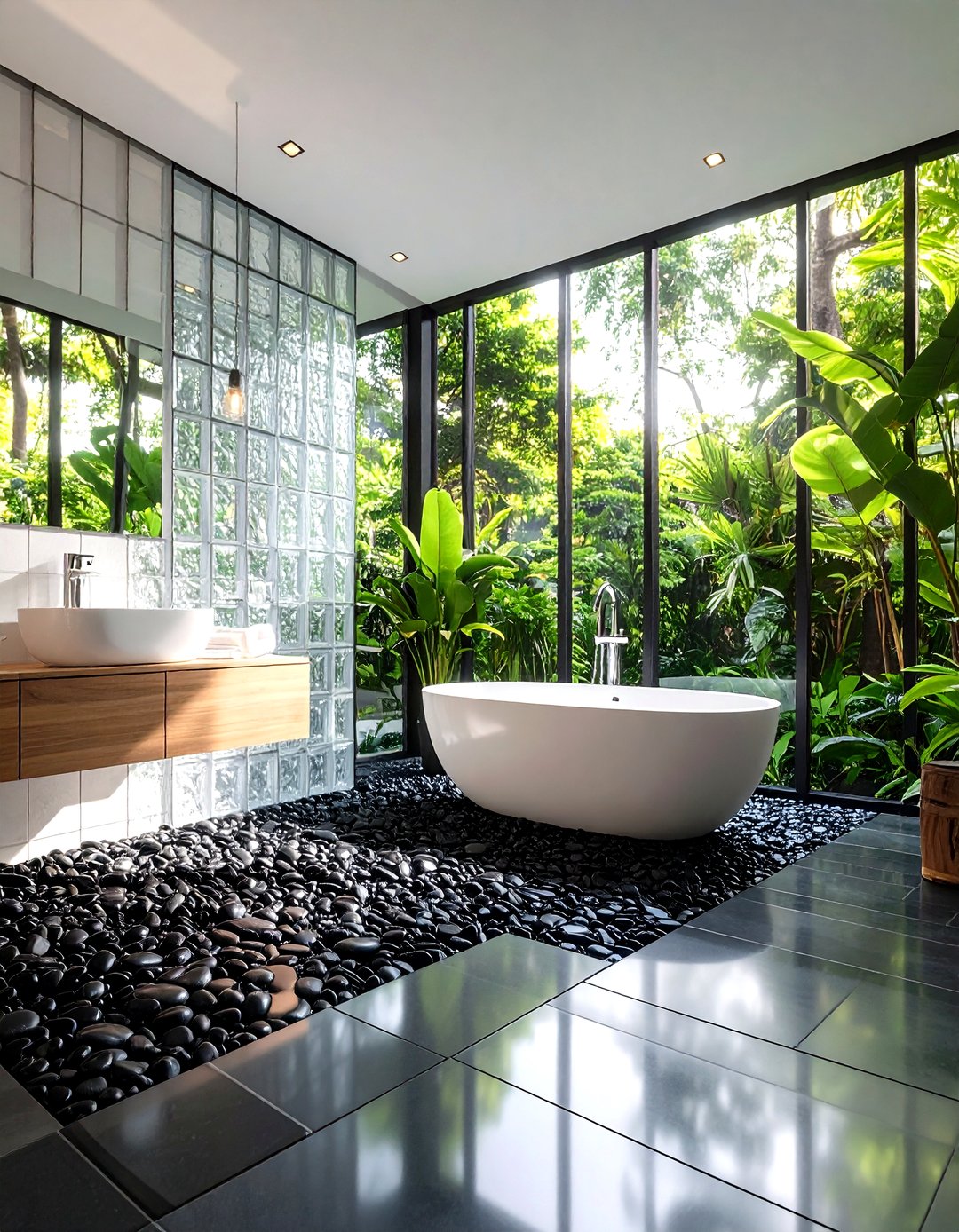 24 Black Floor Bathroom with White Walls Ideas for Contrast - Too Much Time