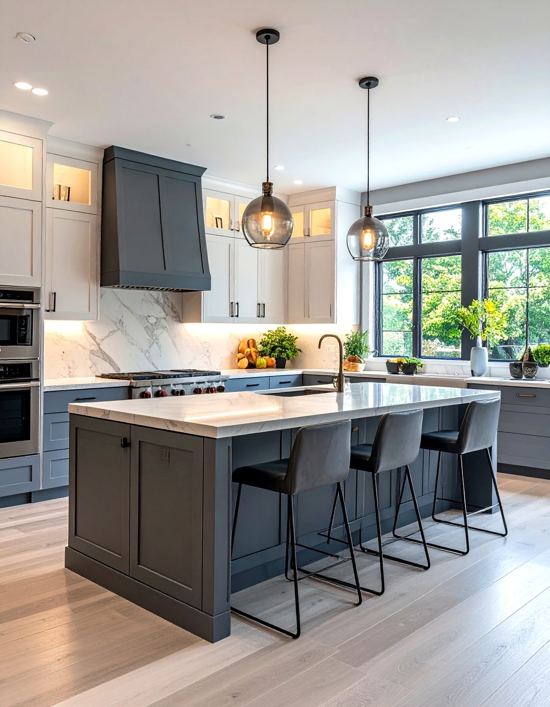 24 White Kitchen Cabinets with Grey Island Ideas for Balance - Too Much ...