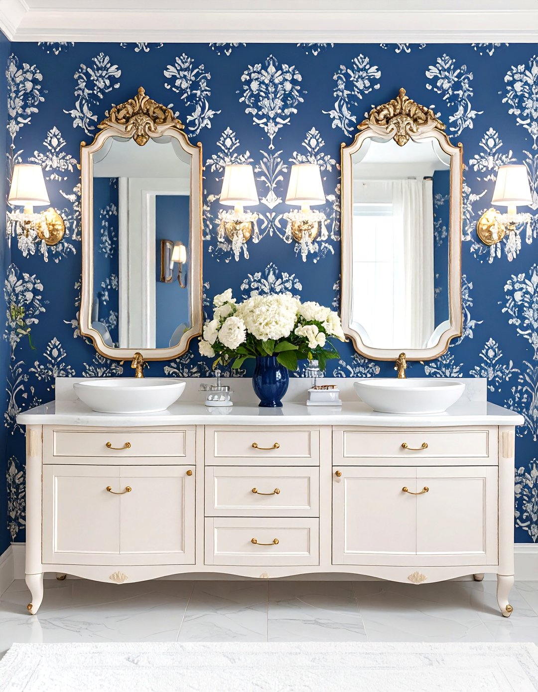 24 Navy Blue Powder Room Ideas to Elevate a Small Space - Too Much Time