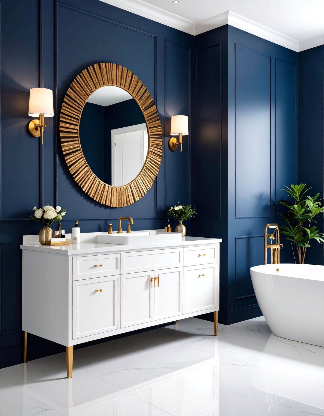 24 Navy Blue Powder Room Ideas to Elevate a Small Space - Too Much Time