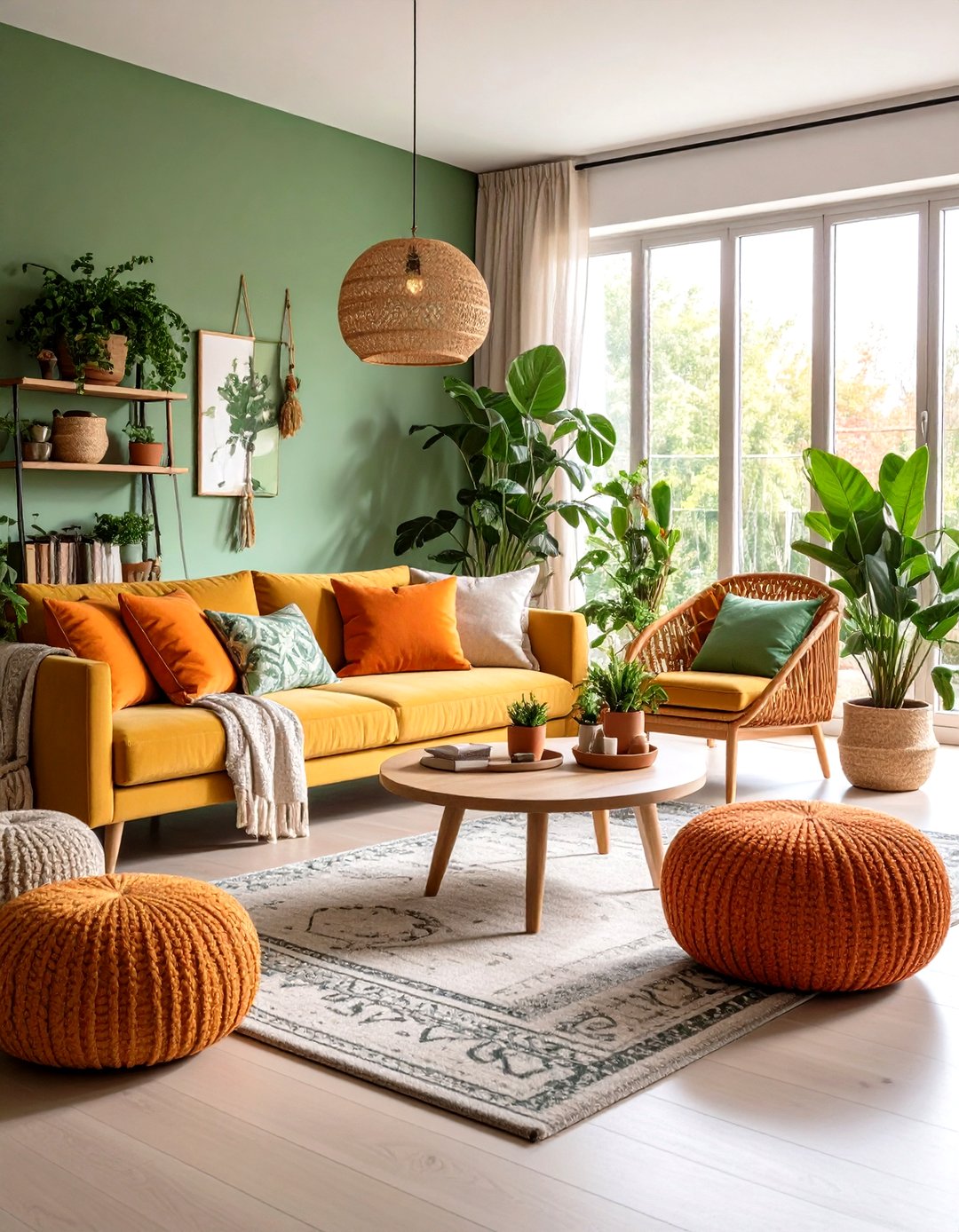 24 Green and Orange Living Room Ideas for Bold Impact - Too Much Time