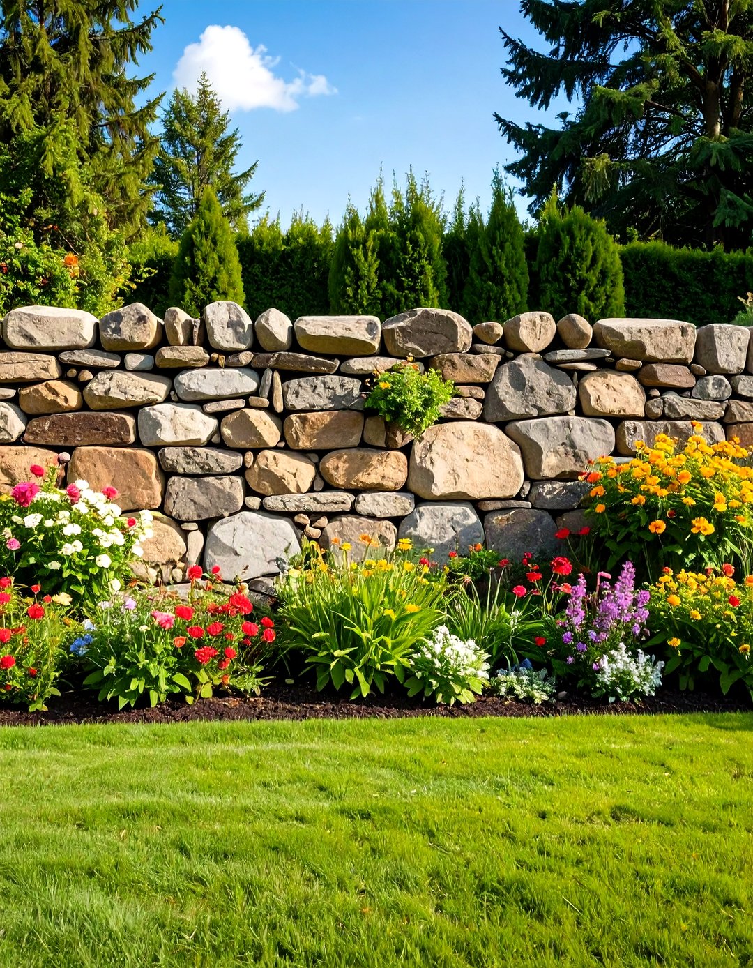 Fieldstone Pattern 24 Natural Rock Retaining Wall Ideas to Boost Outdoors - Too Much Time