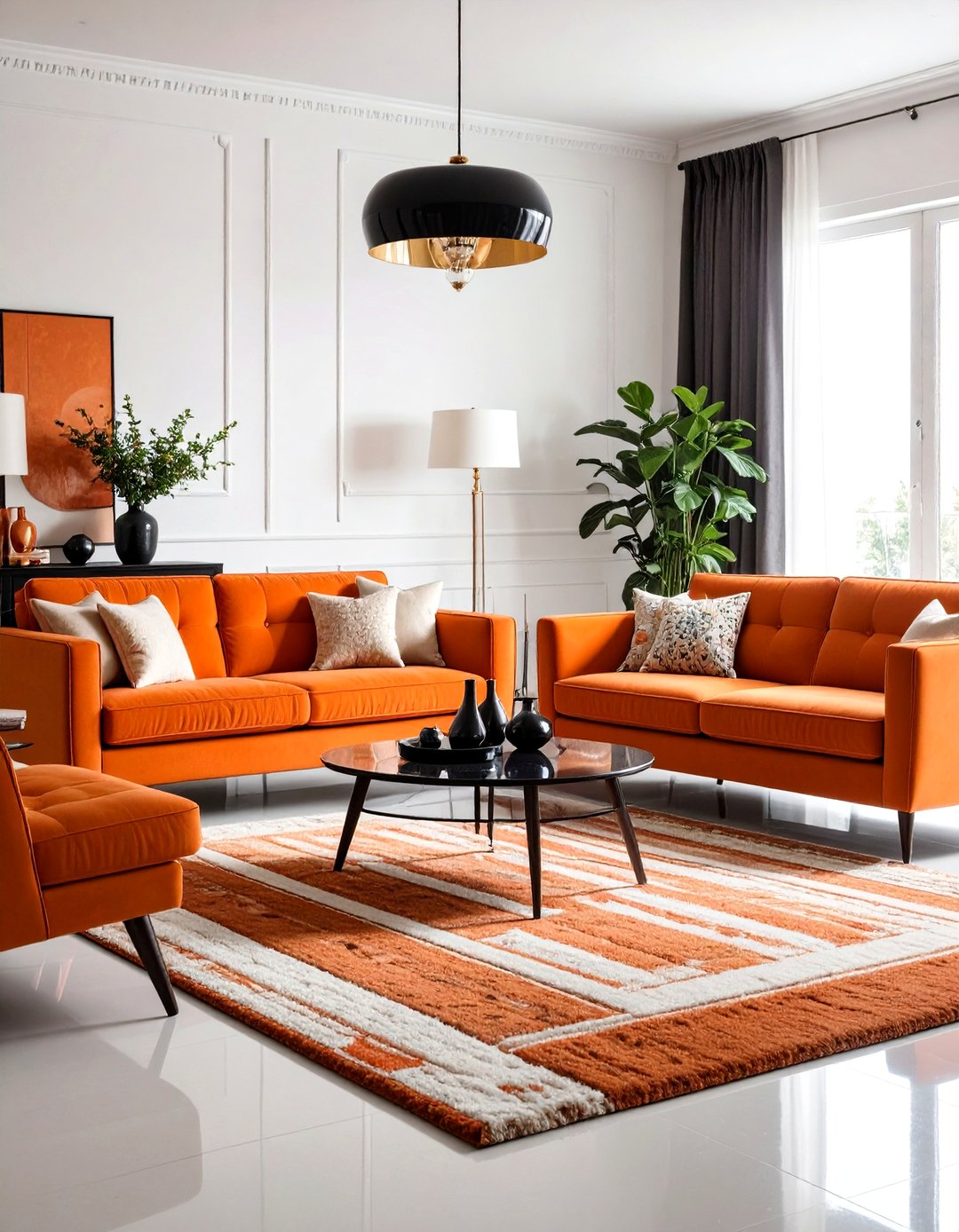 24 Black and Orange Living Room Ideas for Bold Spaces - Too Much Time