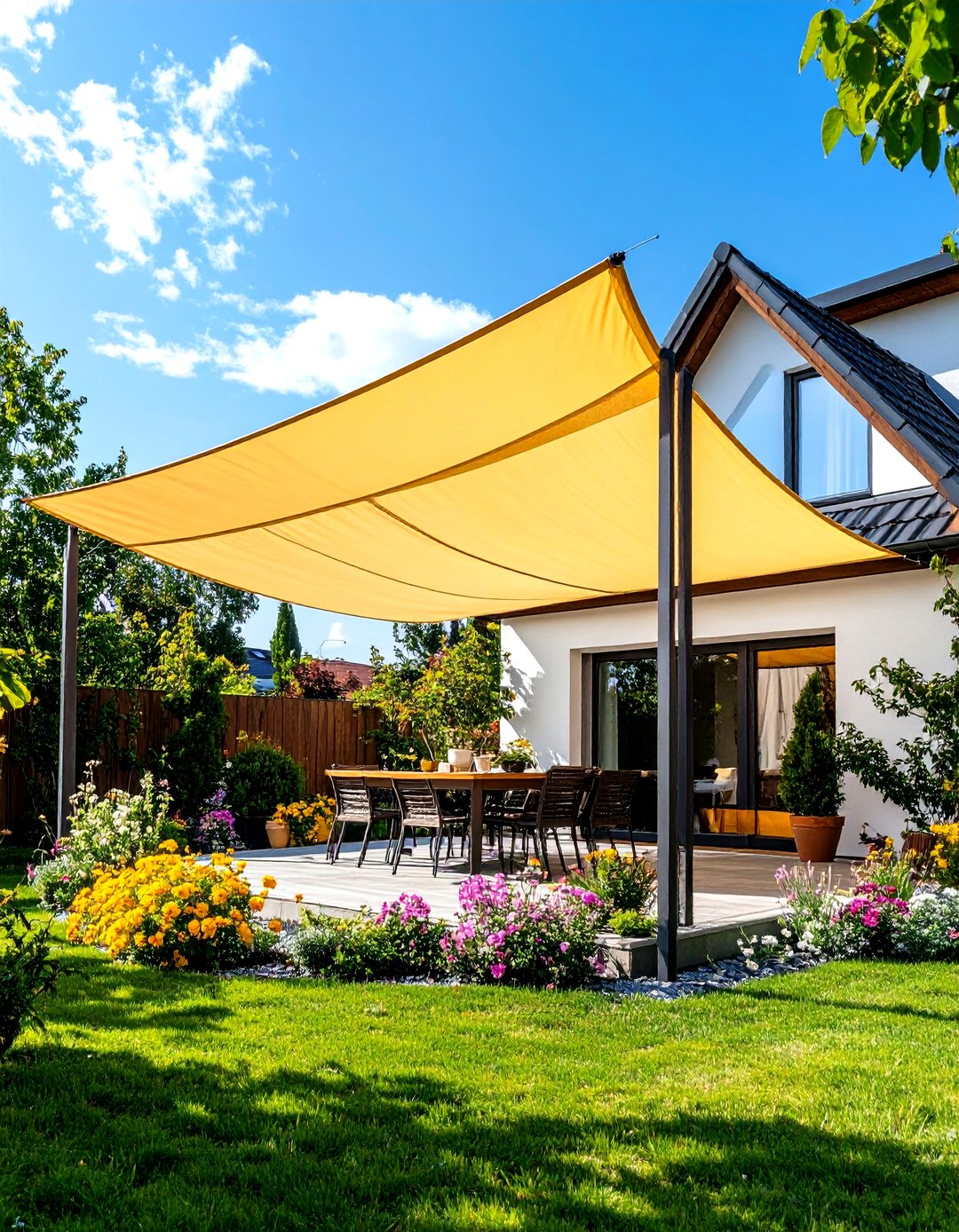 Overhead Shade 24 Townhouse Backyard Ideas for Compact Outdoor Charm - Too Much Time