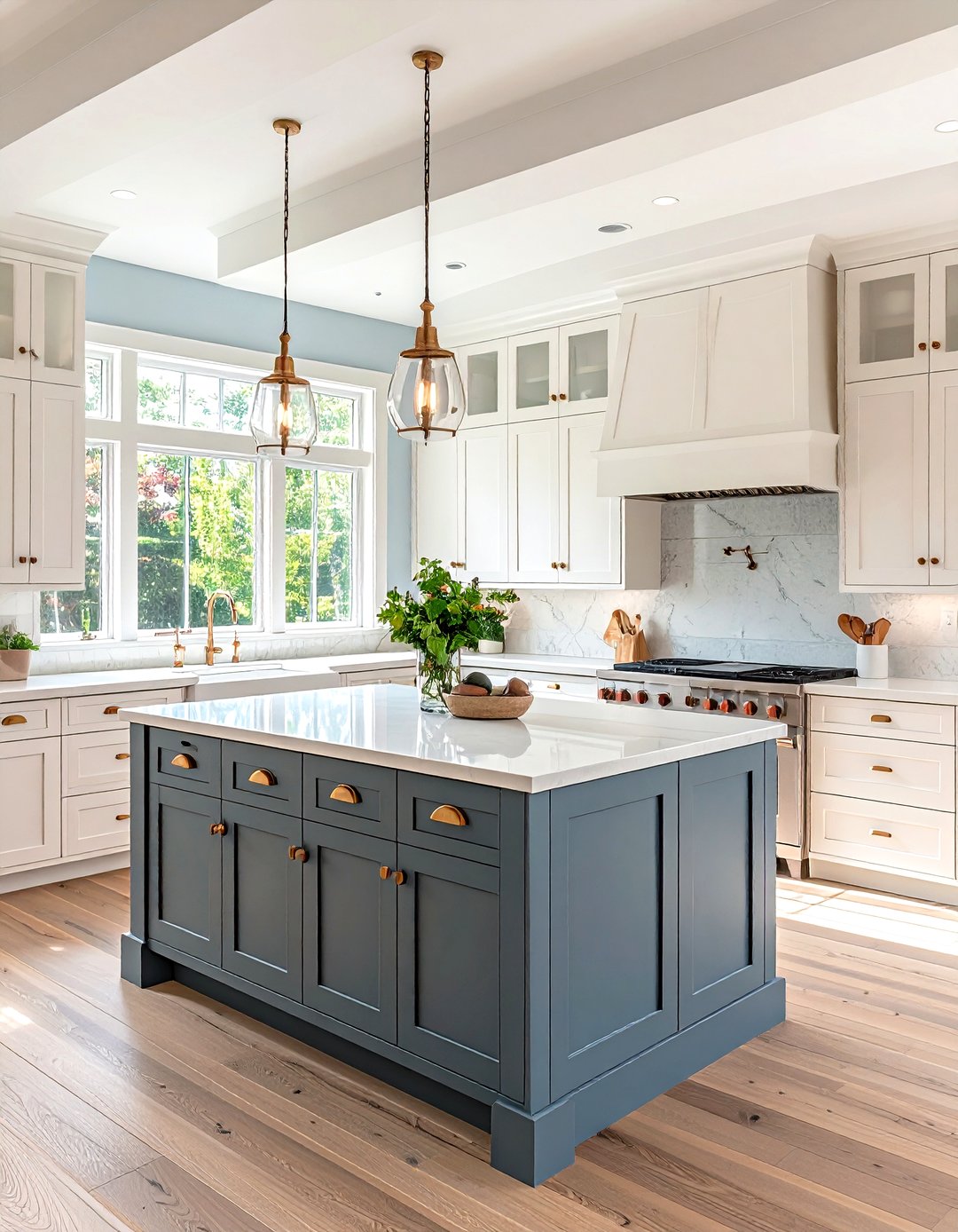 24 White Kitchen Cabinets with Grey Island Ideas for Balance - Too Much ...