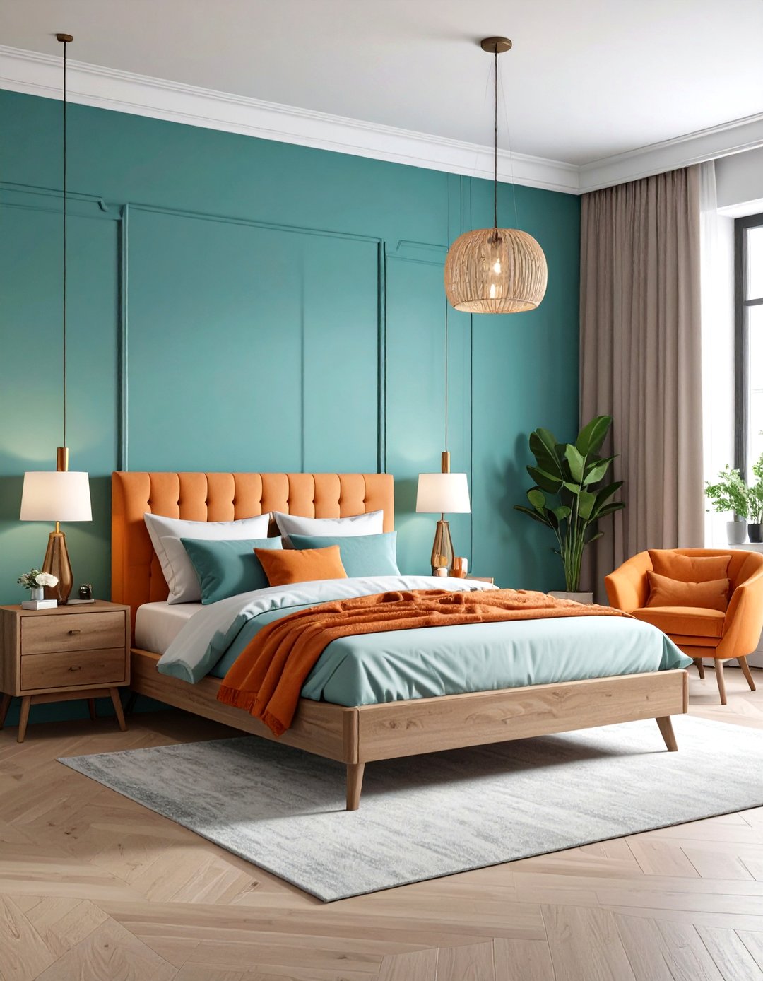 24 Teal and Orange Bedroom Ideas to Brighten Spaces - Too Much Time