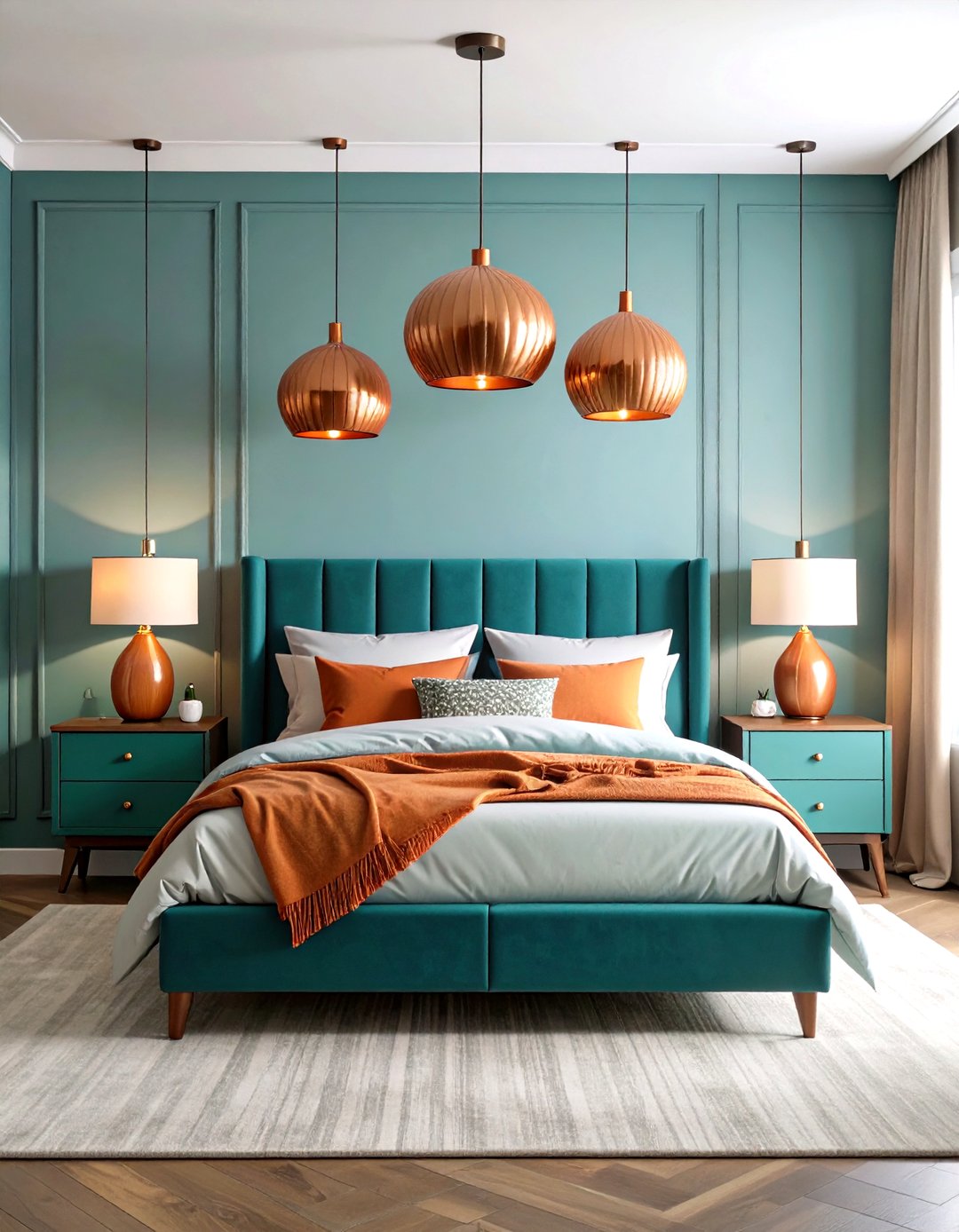 24 Teal and Orange Bedroom Ideas to Brighten Spaces - Too Much Time