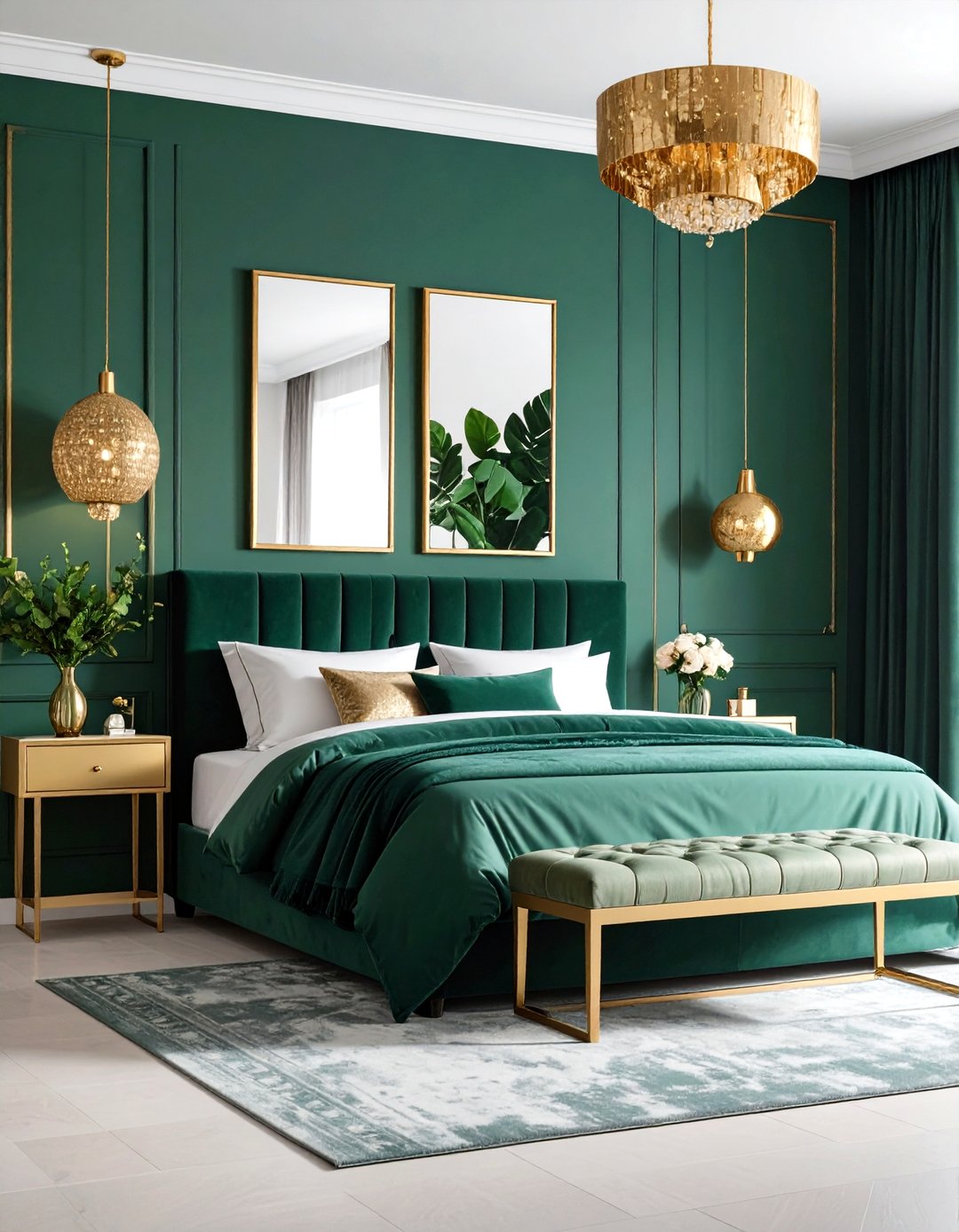 24 Emerald Green and Gold Bedroom Ideas for Luxe Vibes - Too Much Time