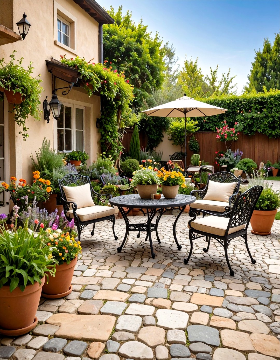 24 Cobblestone Patio Ideas for Charming Outdoor Spaces - Too Much Time