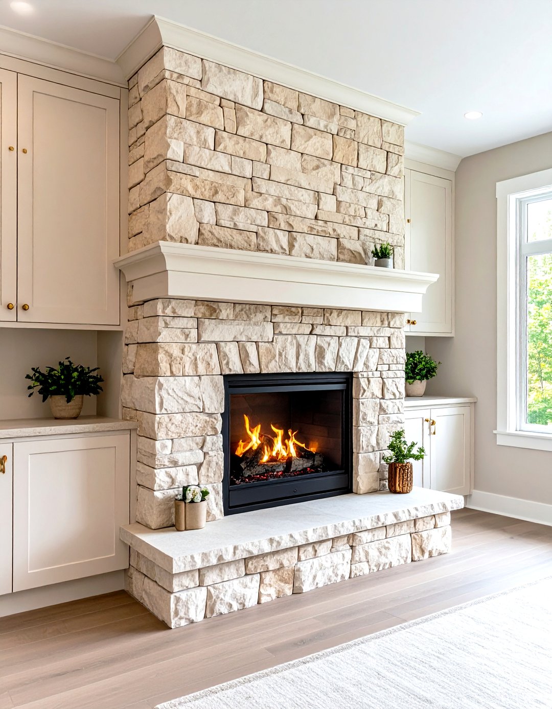 24 Stacked Stone Fireplace Ideas: Layered Stone Focal Point - Too Much Time