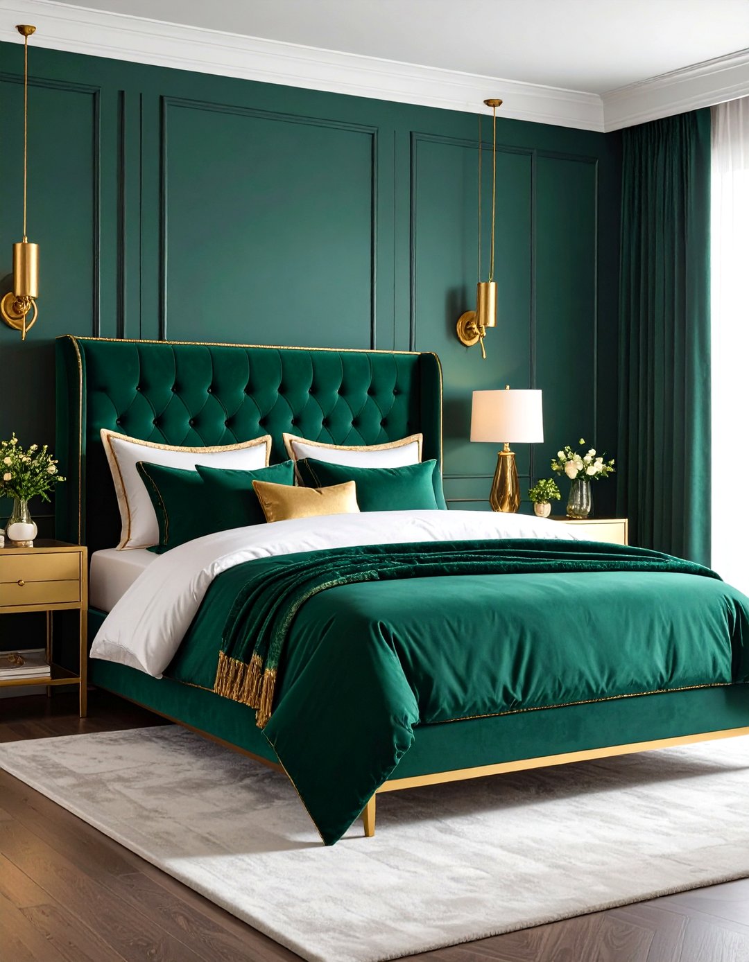 24 Emerald Green and Gold Bedroom Ideas for Luxe Vibes - Too Much Time