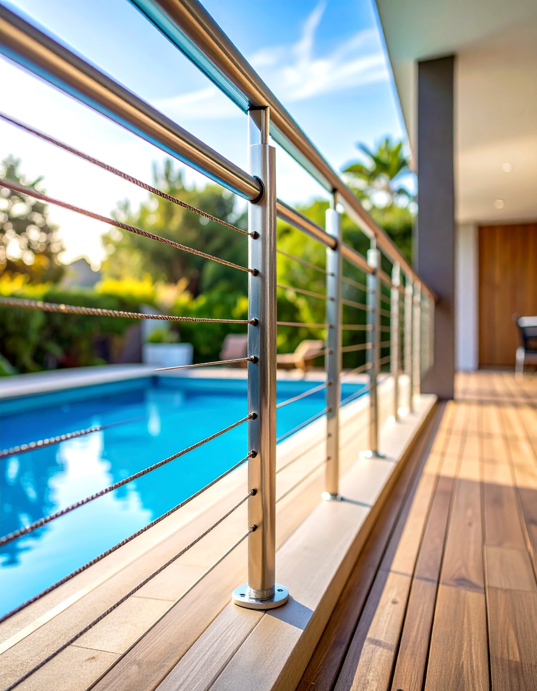 Pool Deck Railing Rope 24 Pool Deck Railing Ideas for Stylish Outdoor Safety - Too Much Time