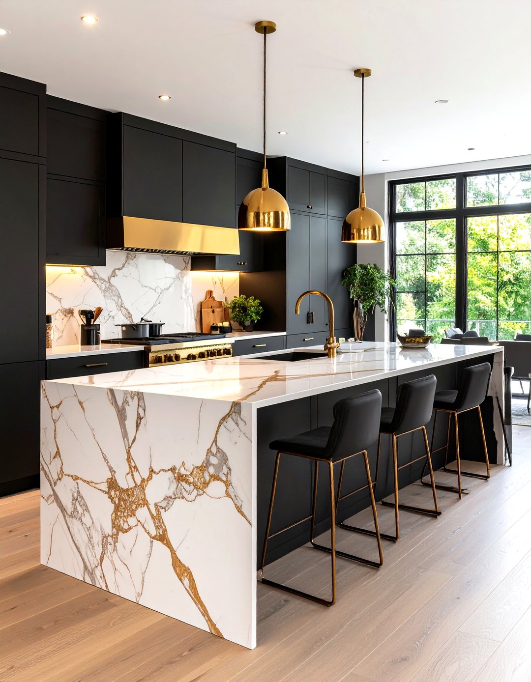 24 Black White and Gold Kitchen Ideas for Chic Kitchens - Too Much Time
