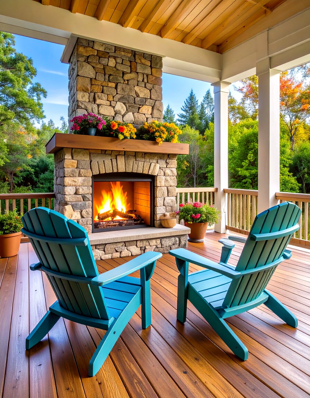 Cozy Wood Deck with Fireplace for Outdoor Living