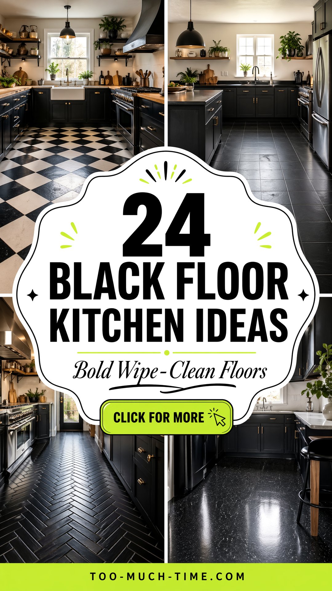 24 Black Floor Kitchen Ideas for Bold, Wipe-clean Style - Too Much Time