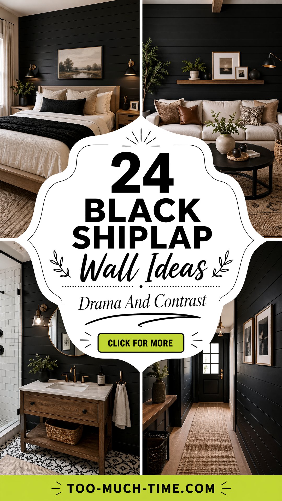 24 Black Shiplap Wall Ideas for Drama and Contrast - Too Much Time