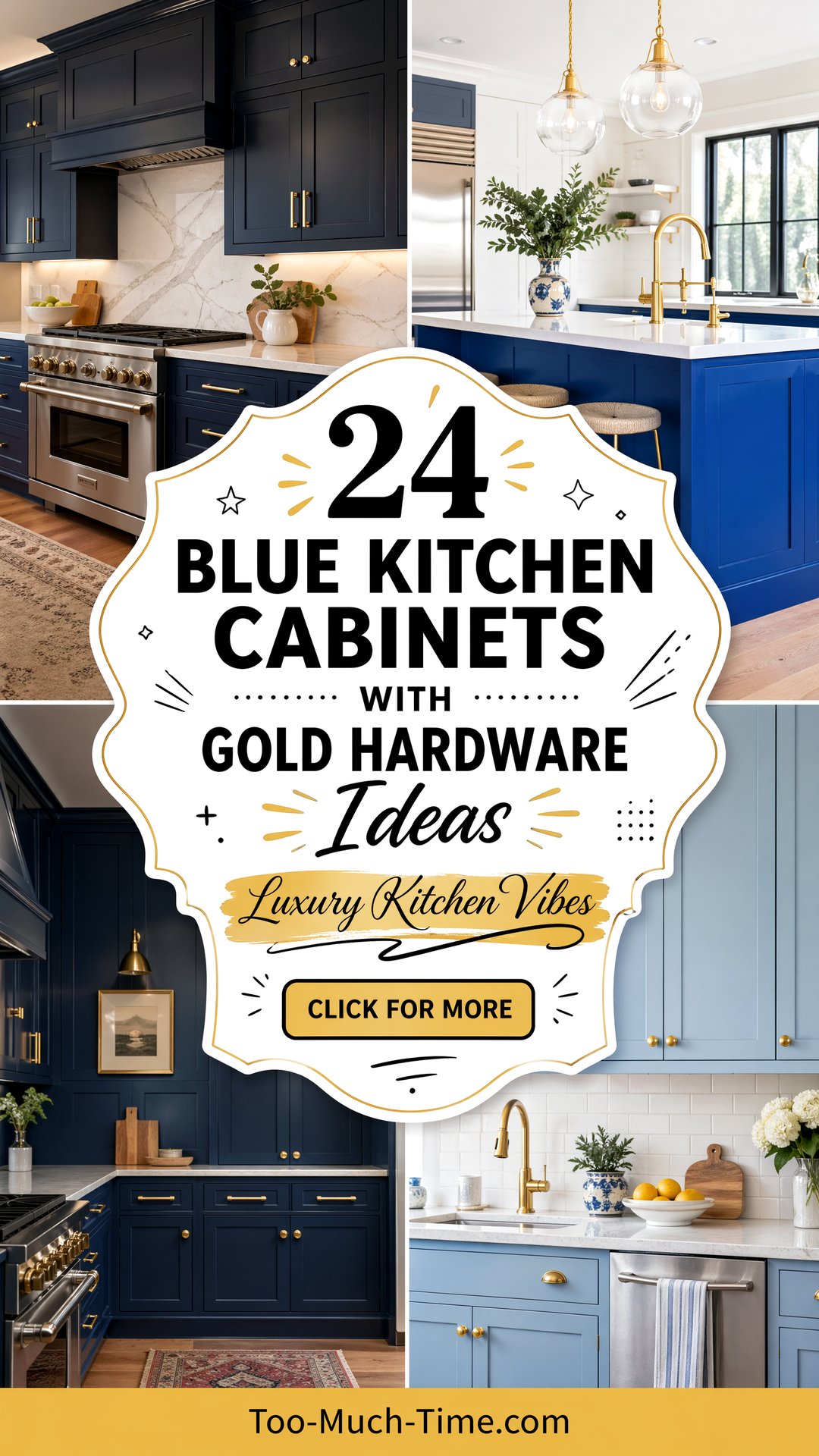 24 Blue Kitchen Cabinets with Gold Hardware Ideas Today - Too Much Time