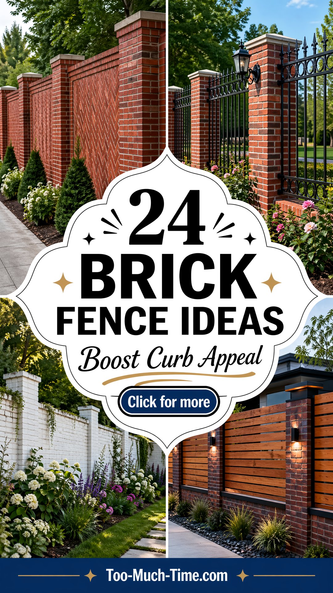24 Brick Fence Ideas to Boost Curb Appeal and Privacy - Too Much Time